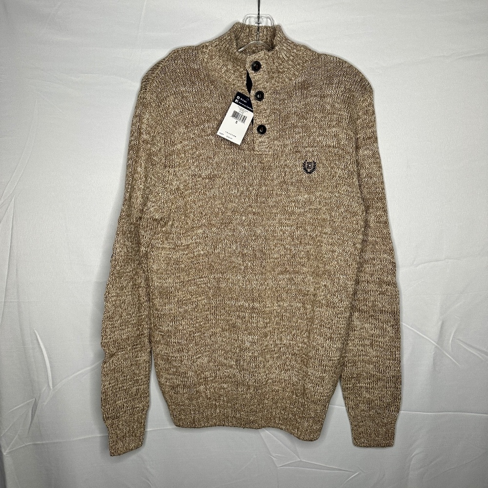 Chaps Henley Sweater w/ Elbow Patches
